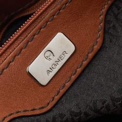 Pre Owned Aigner Brown Leather Flap Satchel
