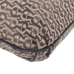 Pre Owned Aigner Beige-Brown Signature Canvas And Leather Hobo