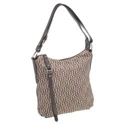 Pre Owned Aigner Beige-Brown Signature Canvas And Leather Hobo