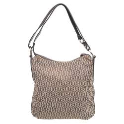 Pre Owned Aigner Beige-Brown Signature Canvas And Leather Hobo