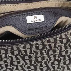 Pre Owned Aigner Beige-Brown Signature Canvas And Leather Hobo