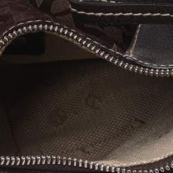 Pre Owned Aigner Dark Brown Signature Fabric And Leather Hobo