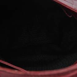 Pre Owned Aigner Burgundy Croc Embossed Leather Flap Shoulder Bag