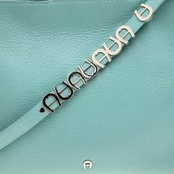 Pre Owned Aigner Mint Blue Leather Shoulder Bag