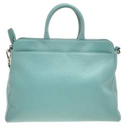 Pre Owned Aigner Mint Blue Leather Shoulder Bag