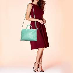 Pre Owned Aigner Mint Blue Leather Shoulder Bag