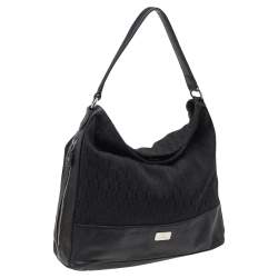 Pre Owned Aigner Black Signature Canvas and Leather Shoulder Bag