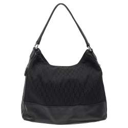Pre Owned Aigner Black Signature Canvas and Leather Shoulder Bag