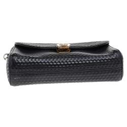 Pre Owned Aigner Black 3D Effect Leather Genoveva Shoulder Bag