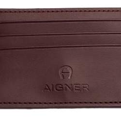 Pre Owned حافظة بطاقات أيغنر جلد عنابي