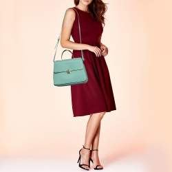 Pre Owned Aigner Mint Green Embossed Leather Genoveva Top Handle Bag