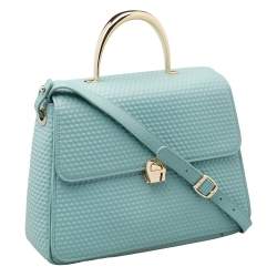 Pre Owned Aigner Mint Green Embossed Leather Genoveva Top Handle Bag