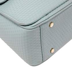 Pre Owned Aigner Mint Green Embossed Leather Genoveva Top Handle Bag