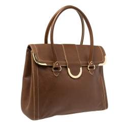 Pre Owned Aigner Brown Leather Satchel