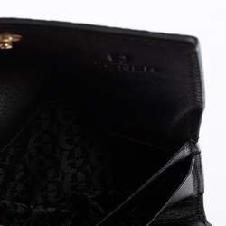 Pre Owned Aigner White/Black Signature Coated Canvas Compact Wallet