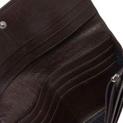 Pre Owned Aigner Beige/Brown Signature Canvas and Leather Flap Continental Wallet