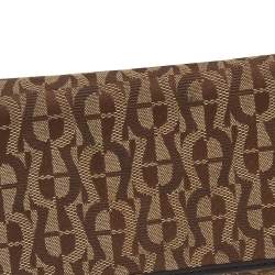 Pre Owned Aigner Beige/Brown Signature Canvas and Leather Flap Continental Wallet