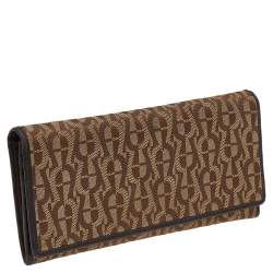 Pre Owned Aigner Beige/Brown Signature Canvas and Leather Flap Continental Wallet