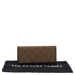Pre Owned Aigner Beige/Brown Signature Canvas and Leather Flap Continental Wallet