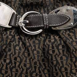 Pre Owned Aigner Dark Brown Signature Canvas and Leather Buckle Shoulder Bag