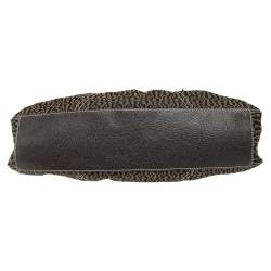 Pre Owned Aigner Dark Brown Signature Canvas and Leather Buckle Shoulder Bag