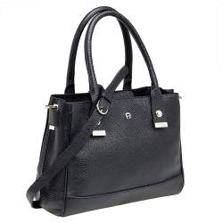 Pre Owned Aigner Black Leather Shoulder Bag