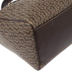 Pre Owned Aigner Brown Signature Canvas and Leather Satchel