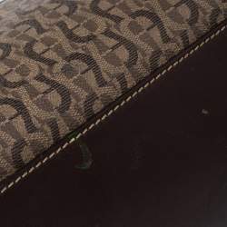 Pre Owned Aigner Brown Signature Canvas and Leather Satchel