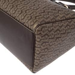 Pre Owned Aigner Brown Signature Canvas and Leather Satchel