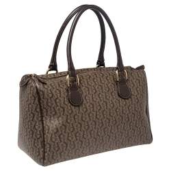 Pre Owned Aigner Brown Signature Canvas and Leather Satchel