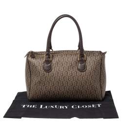 Pre Owned Aigner Brown Signature Canvas and Leather Satchel