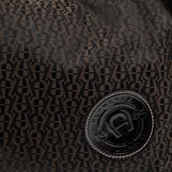 Pre Owned Aigner Brown Signature Canvas and Patent Leather 1965 Logo Hobo