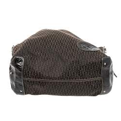 Pre Owned Aigner Brown Signature Canvas and Patent Leather 1965 Logo Hobo