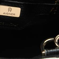 Pre Owned Aigner Black Leather Mini Cybill Tote