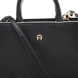 Pre Owned Aigner Black Leather Mini Cybill Tote