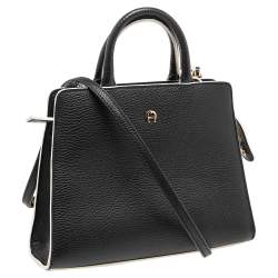 Pre Owned Aigner Black Leather Mini Cybill Tote