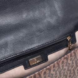 Pre Owned Aigner Black/Brown Signature Coated Canvas and Leather Grazia Shoulder Bag