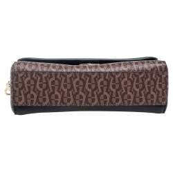 Pre Owned Aigner Black/Brown Signature Coated Canvas and Leather Grazia Shoulder Bag