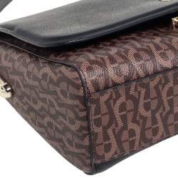 Pre Owned Aigner Black/Brown Signature Coated Canvas and Leather Grazia Shoulder Bag
