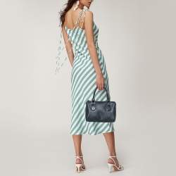 Pre Owned Aigner Black/Grey Zoe Coated Canvas Mini Boston Bag