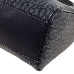 Pre Owned Aigner Black/Grey Zoe Coated Canvas Mini Boston Bag