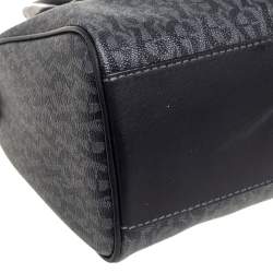 Pre Owned Aigner Black/Grey Zoe Coated Canvas Mini Boston Bag