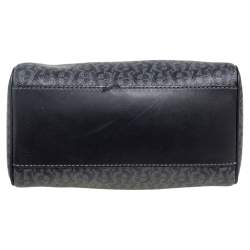 Pre Owned Aigner Black/Grey Zoe Coated Canvas Mini Boston Bag