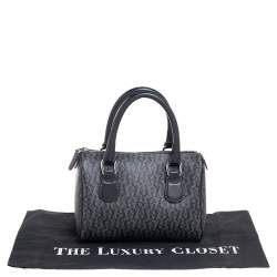 Pre Owned Aigner Black/Grey Zoe Coated Canvas Mini Boston Bag