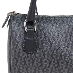 Pre Owned Aigner Black/Grey Zoe Coated Canvas Mini Boston Bag