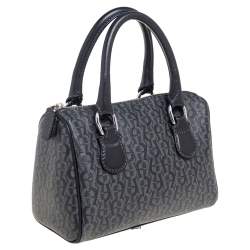 Pre Owned Aigner Black/Grey Zoe Coated Canvas Mini Boston Bag