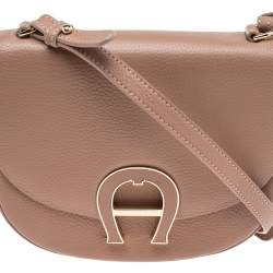 Pre Owned Aigner Pink Grained Leather Mini Pina Crossbody Bag