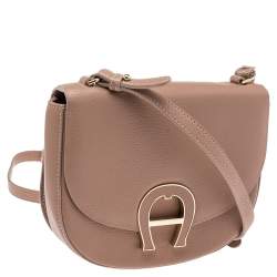 Pre Owned Aigner Pink Grained Leather Mini Pina Crossbody Bag