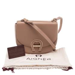 Pre Owned Aigner Pink Grained Leather Mini Pina Crossbody Bag