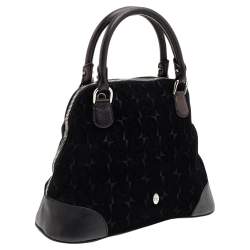 Pre Owned Aigner Black Signature Suede and Leather Satchel
